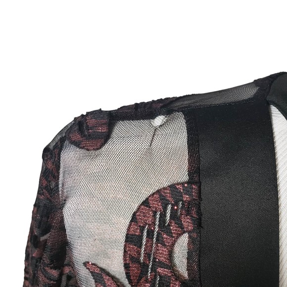 Goodtime USA Women's Plus 3X Stretchy Sheer Burgundy Glitter Black Dress As is - Picture 8 of 11